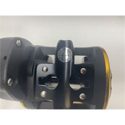 Three multiplier spool sea fishing reels, to include Swedish Abu Ambassaduer 700c Black, with spare spool, Swedish Abu Garcia Ambassadeur 6500 C3 CT MAG and Penn 515 MAG2, all boxed