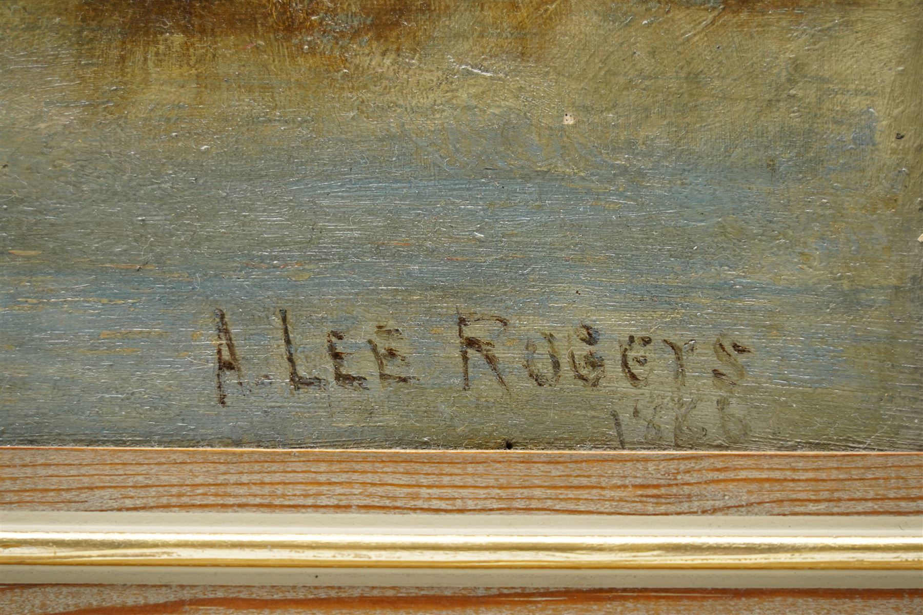 Arthur Lee Rogers (British fl. 1871-1894): Canadian River Landscape, oil on canvas signed and dated 1886, 34cm x 52cm
Notes: Rogers was born in Liverpool. His work was exhibited in and depicted Canada frequently, where he is recorded to have lived for a period of time.