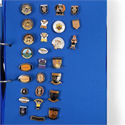 Rugby league enamel badge collection, from Barrow Raiders, Batley, Blackpool Panthers, Bradford Northern, Bradford Bulls, Bramley, Castleford, Catalan Dragons, Celtic Crusaders, Dewsbury Rams, Doncaster, Featherstone Rovers and Halifax, housed in two folders, (approximately 280)