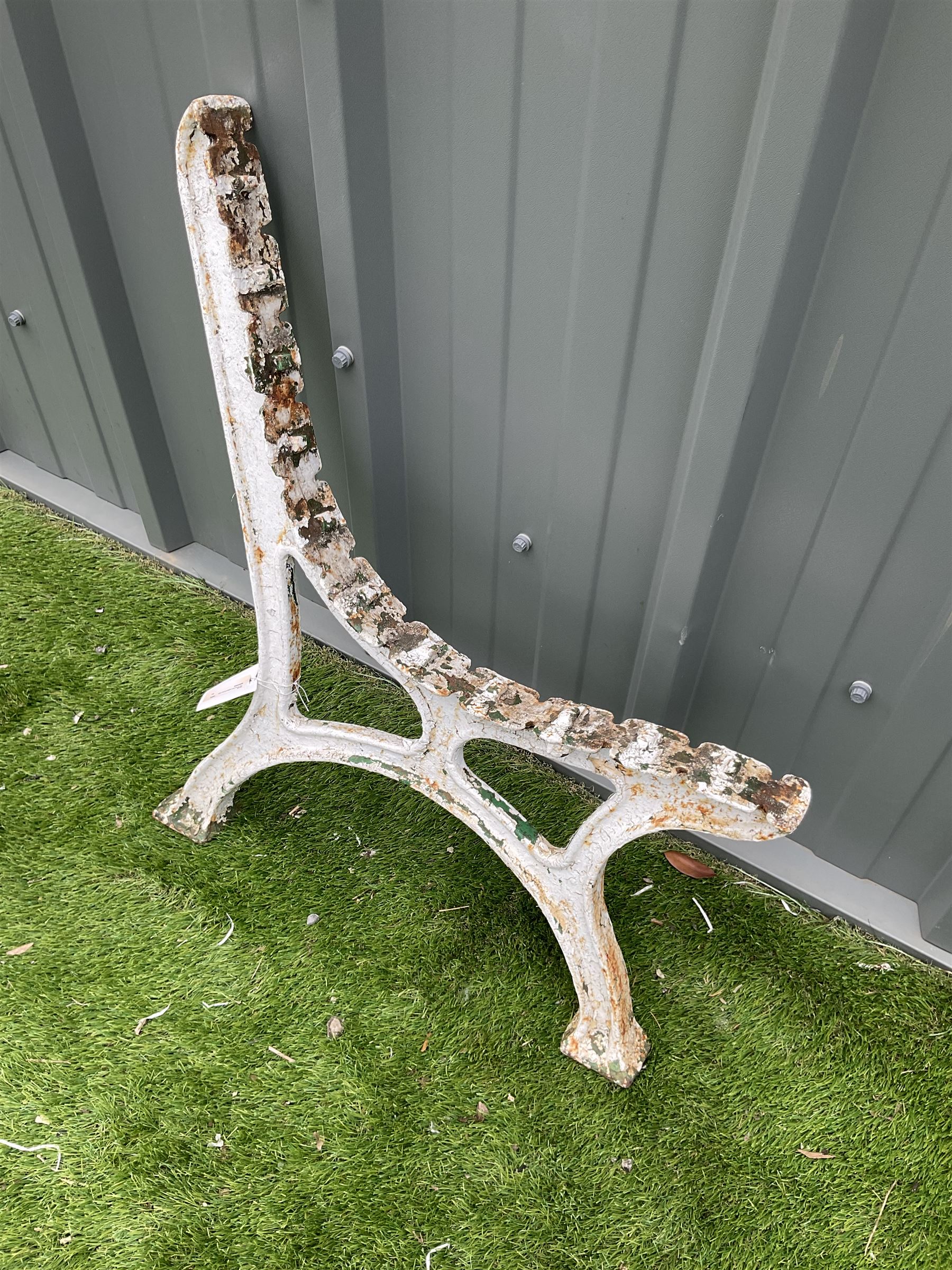 Pair of cast iron white painted bench ends - THIS LOT IS TO BE COLLECTED BY APPOINTMENT FROM DUGGLEBY STORAGE, GREAT HILL, EASTFIELD, SCARBOROUGH, YO11 3TX