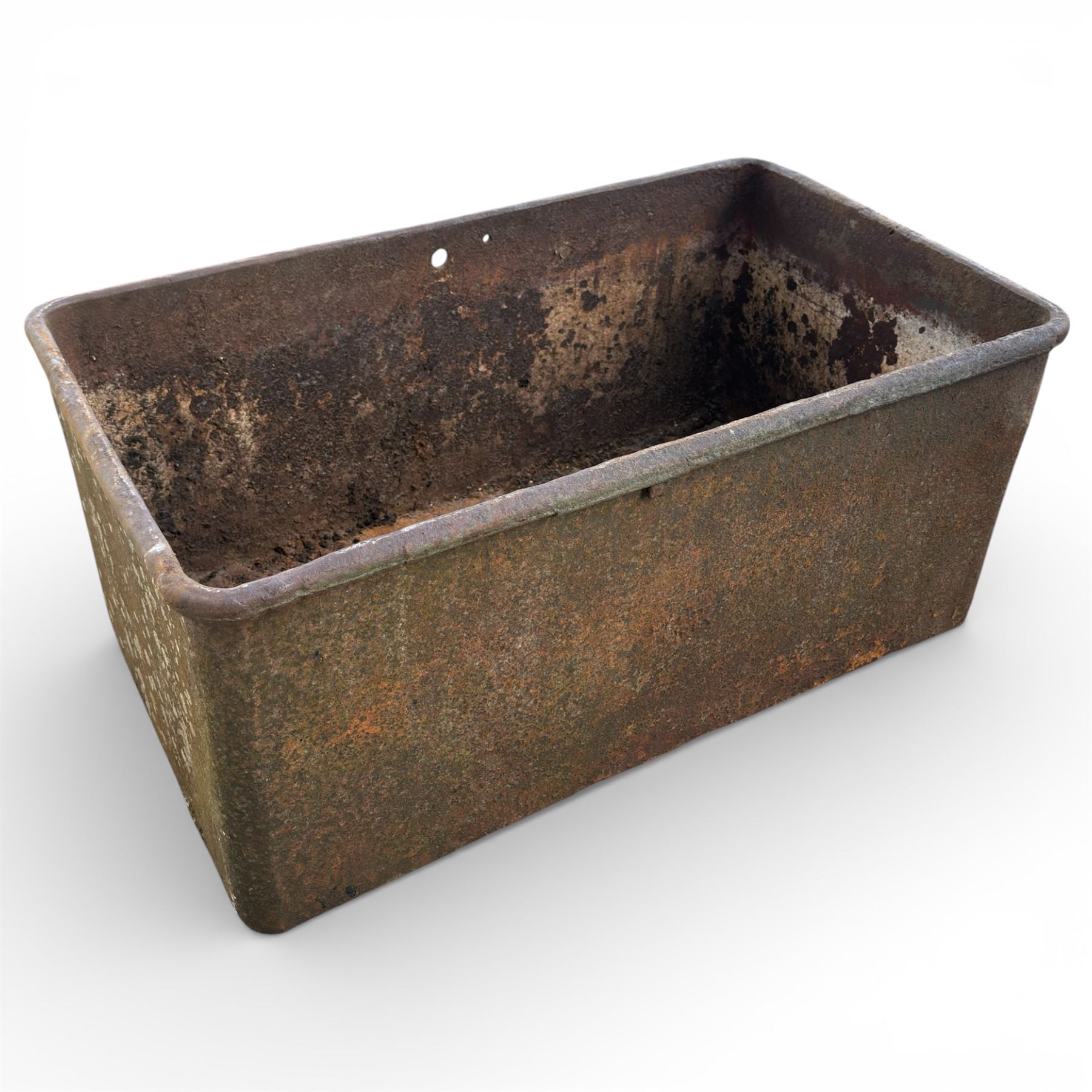 Cast iron Planter / trough along with three cast stone planters