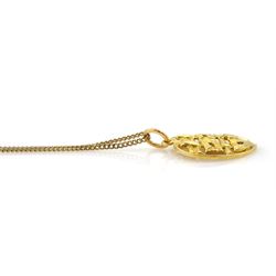 21ct gold heart pendant, on gilt chain
