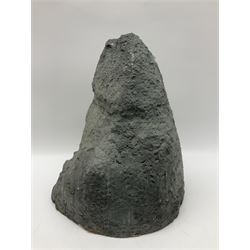 Amethyst crystal ‘cathedral’ geode, free standing with flat base and prepared outer surface, with well-defined crystals of various sizes within the cavern, H39, L32cm