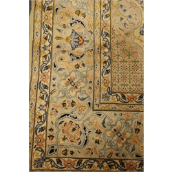  Persian Najaf Abad ivory ground rug carpet, overall floral design with large medallion, repeating scroll border, 378cm x 255cm   