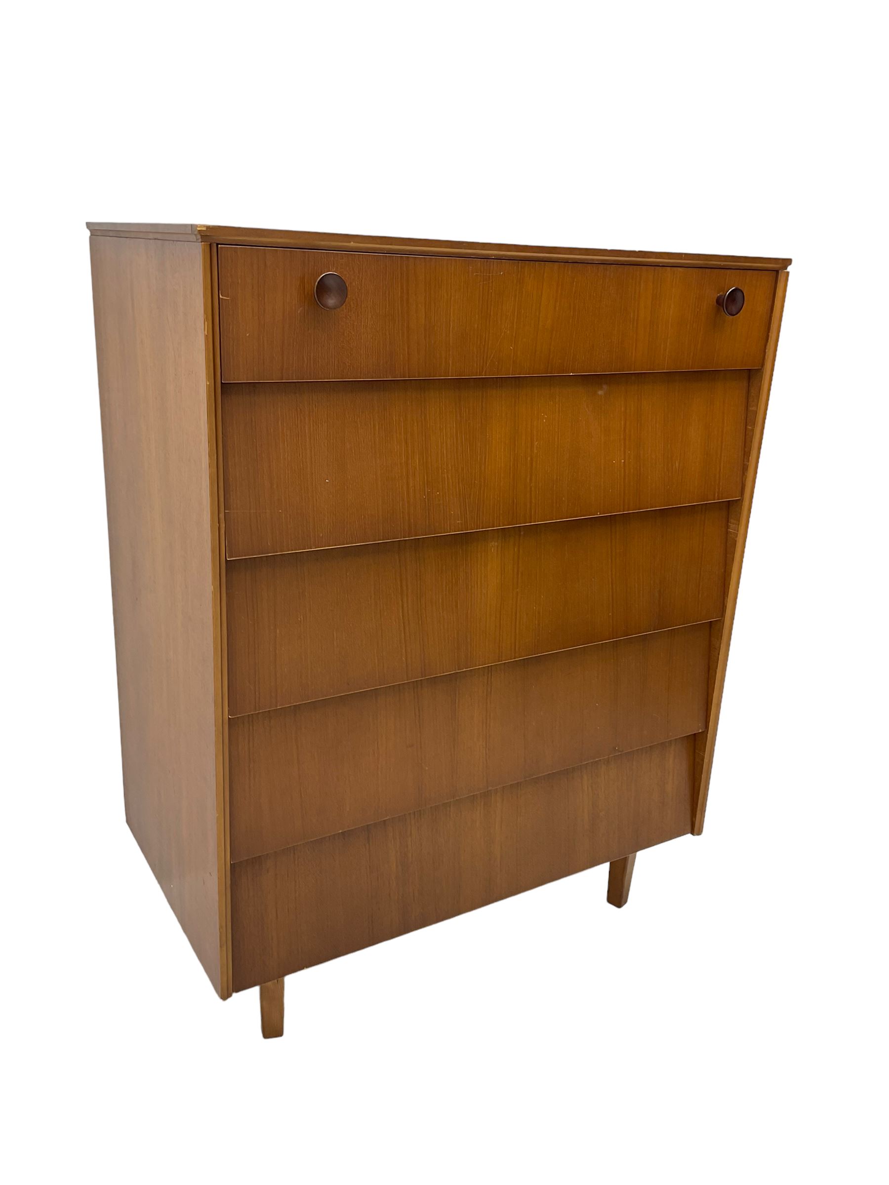 Avalon Yatton - mid-20th century teak chest, fitted with five drawers, on square tapering supports