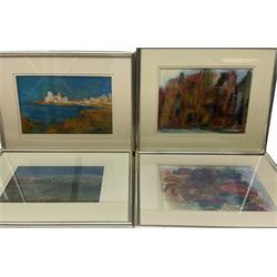 Madeleine Eyland (Belgian/British 1930-2021): Collection of abstract pastels, approx 21, max 19cm x 28cm 
Provenance: artist's studio collection. Marie-Madeleine Eyland (neé Legrain) was born in 1930 at Floriffoux, Belgium; she lived most of her life in Scarborough working as a nurse and an artist.