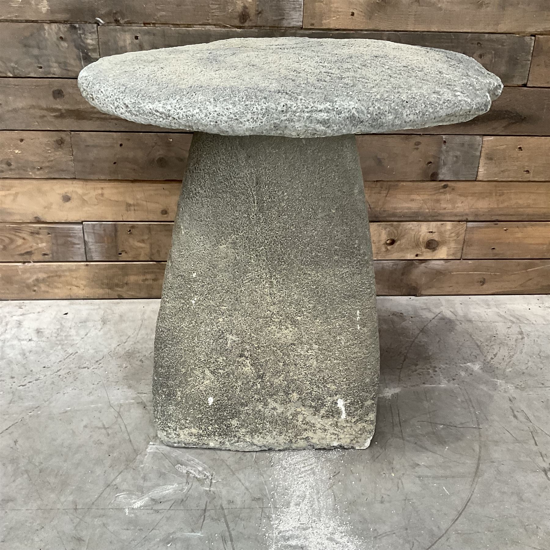 Cast stone two piece garden staddle stone mushroom