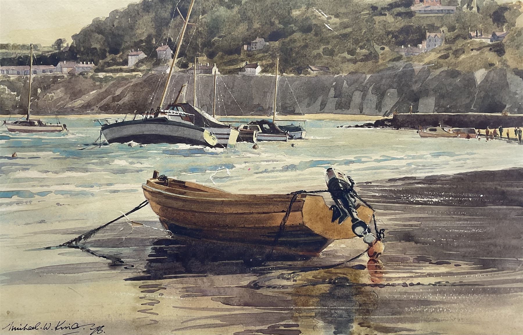 Michael W King (British 1928-): Moored Boats, watercolour signed and dated '78, 29cm x 45cm 