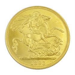 Queen Victoria 1893 gold double sovereign coin