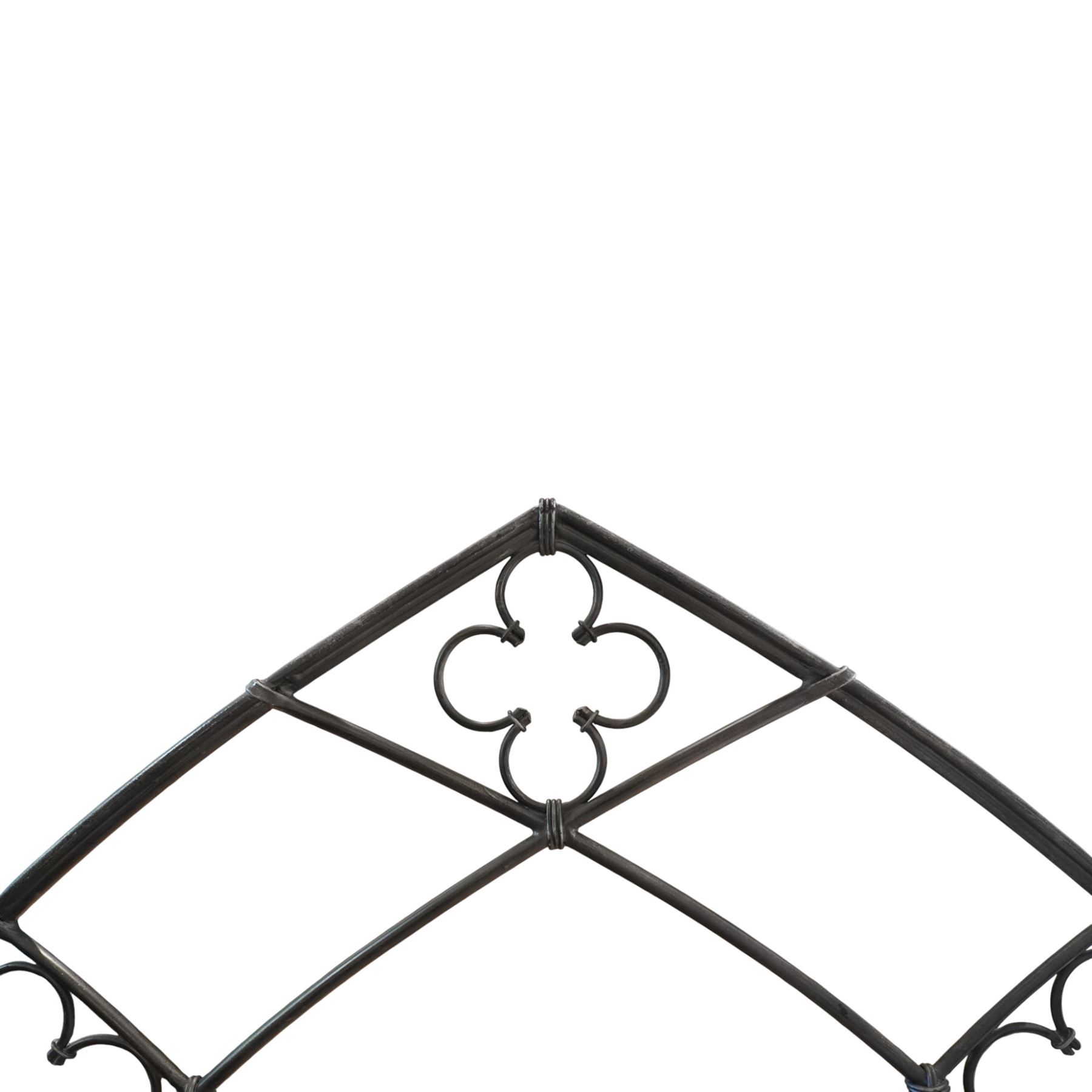 And So To Bed - 'Gothic' 6ft super king with slatted base, forged iron construction with silvered finish, wooden slatted base 