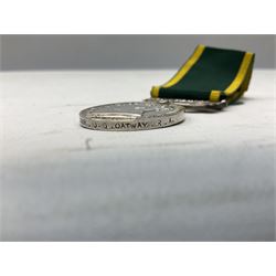 QEII General Service Medal awarded to 23504634 CFN. R.G. Beech REME; Pakistan Independence Medal awarded to Nadir Khan F.C.330; India Independence 50th anniversary medal; and a quantity of WW2 and later medals including Territorial Efficiency Medal awarded to 6196646 Gnr. J.G. Oatway R.A. (13)