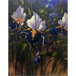 Jeremy Taylor (British 1957-): Floral Still Life, oil on board signed 47cm x 37cm 