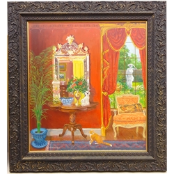  The Sitting Room, 20th century oil on board signed by William Mitchell Ireland 55.5cm x 50.5cm   