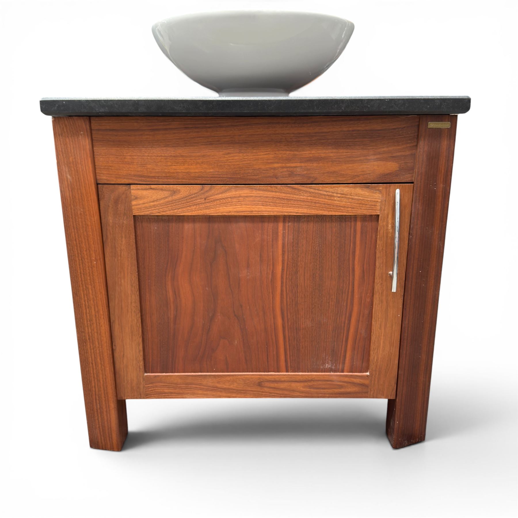 Stone Wood - freestanding wash basin, tap and cupboard with granite top in a dark oak finish