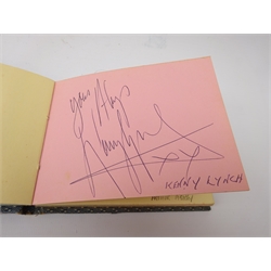  1960's autograph album containing the signatures of Sean Connery, The Spinners, Dusty Springfield, Patrick Wymark, Dave Allen, Freddie Davis, Ronnie Carroll, Arthur Mullard, Kenny Lynch, Arthur Askey, Anne Hart, Mary Hopkins, Ronnie Corbett, Malcolm Roberts, David Nixon, The Bachelors and others. Provenance: The vendors relative acquired the signatures at Elm Street Studios where he worked during the 1960's  