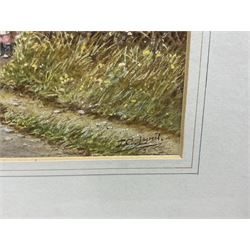 John Cecil Lund (British 1932-): 'Stray View Cottages Saxton', watercolour signed and titled 20cm x 30cm