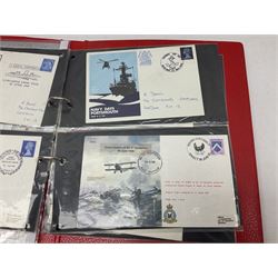 Mint block of twenty Royal Mail Remembrance Day 1st Class stamps with various signatures around the margin; and thirteen First Day Covers of military/maritime interest