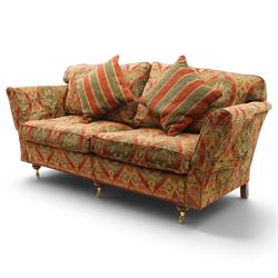 Duresta - traditional shape two-seat sofa with out-swept arms, upholstered in crimson grou...