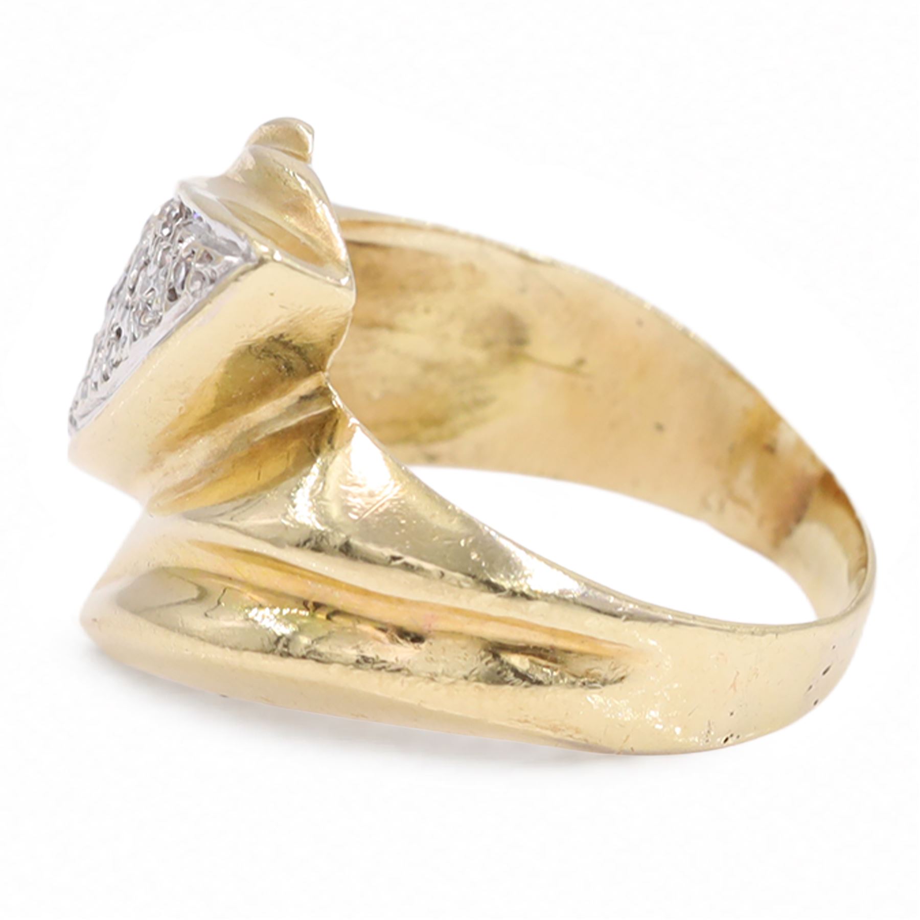 14ct yellow and white gold cubic zirconia abstract design ring