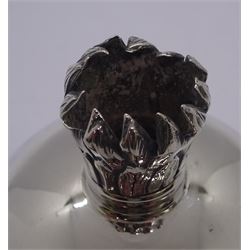 Edwardian silver grenade form table lighter, of globular form with flambeau neck, hallmarked Chester 1904, makers mark worn and indistinct, H8.5cm