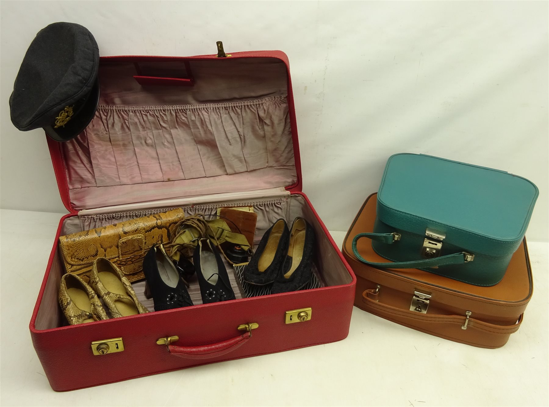 Vintage Antler suitcase two other vintage cases snakeskin