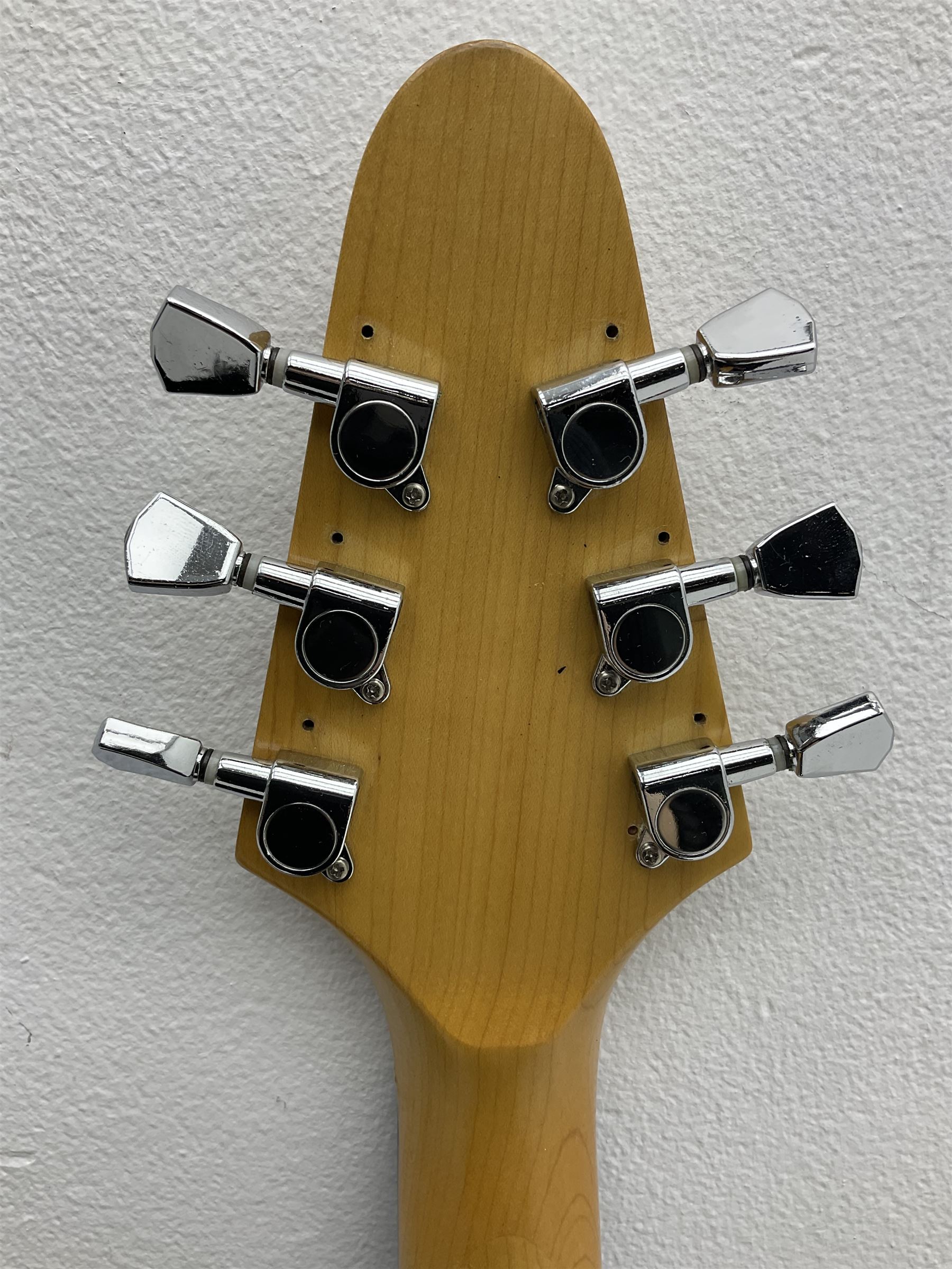 Gibson Marauder style six-string electric guitar with cherry coloured body, marked made in Japan L101cm; in locking hard carry case