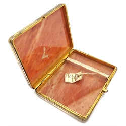  Latvian silver-gilt mounted onyx cigarette case with amethyst button stamped 11 PC8 hallmark 875, Victorian silver ring box, silver fountain pen and three napkin rings  