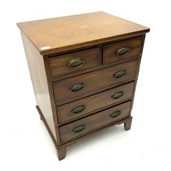 Small George III mahogany chest, two short over three long drawers, on bracket feet