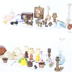 1930's dolls house accessories, including jugs, clocks, candlesticks etc   