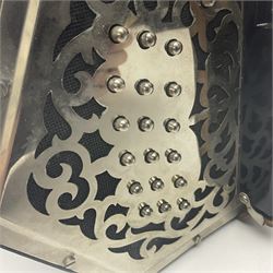 Hohner International Anglo Concertina D40/80/6LT, of hexagonal form with forty-one buttons on pierced foliate metal ends and seven-fold bellows W19.5cm