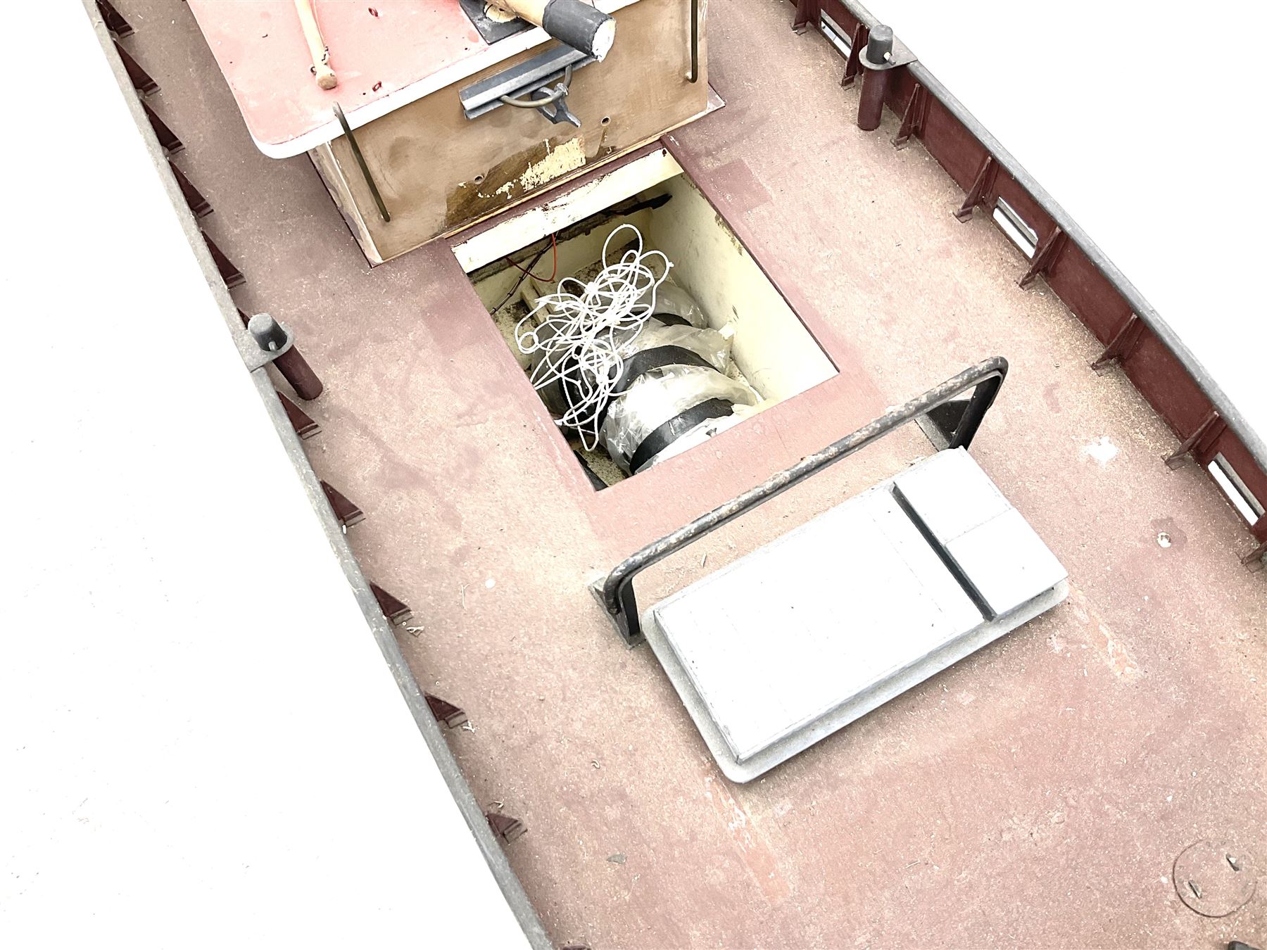 Large model of the tugboat 'Dhulia' on a wooden stand L144cm, together with a box of additional parts and plans