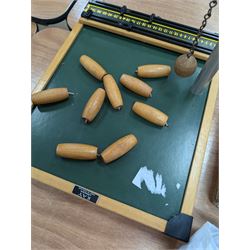 Kay of London table top skittles game, collection of plastic toy figures including Britains examples and a boxed Chad Valley Escaldo game