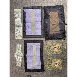 Chinese Qing dynasty purse, together with a selection of Chinese and Japanese textiles, various embroidered and beaded examples etc