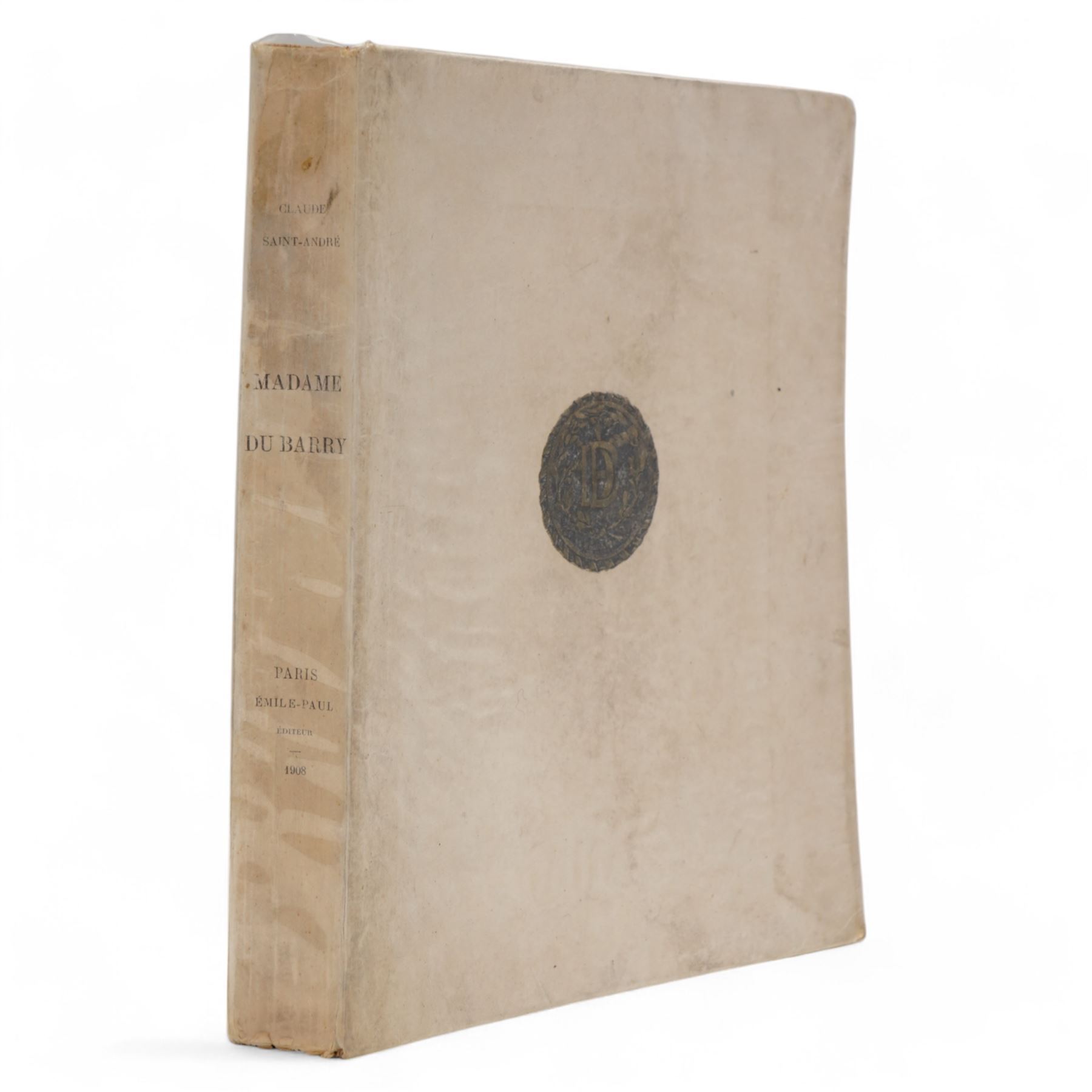 Le Sievre Faret - 'L'Honeste Homme' ou L'Art de Plaire, published in French by Arnould Cotinet, Paris 1660, full calf, J-P de Florian 'Les Six Nouvelles' 1786 and 'Nouvelles Nouvelles' 1792, both in quarter leather Conscience, F -'Les Dialogues de Jacques Tahureau' published Lemere, Paris 1871 in half calf and marbled boards, Berolade de Verville - 'Le Moyen de Parvenir' pub. Garnier Freres 1879, Jacob, Paul - 'Le Cymbalum Mundi' 1841 and 'Les Contes de Bonaventure des Periers' 1843, all published in French and collection of books published in French including H-L Bordier (Ed) - 'Le Chansonnier Hugenot' two volumes 1870, Mace de Villebresme - 'Epistre de Cleriande' limited edition No132, 'Poeme Inedit de Iehan Marot' 1860 and others (11) Saint-Andre, Claude - 'Madame du Barry d'apres les Documents Authentiques' limited edition published in French by Emile- Paul, Paris 1908 No 39/250 soft vellum cover