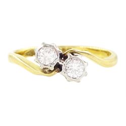 18ct gold diamond crossover ring, set with two round brilliant cut diamonds, Birmingham 1962, total diamond weight approx 0.25 carat