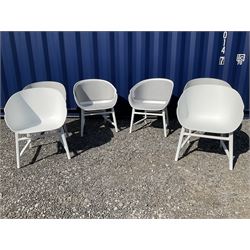 Set of eight Nordic design modern plastic and fabric tub chairs in dark grey, light grey and white - THIS LOT IS TO BE COLLECTED BY APPOINTMENT FROM DUGGLEBY STORAGE, GREAT HILL, EASTFIELD, SCARBOROUGH, YO11 3TX
