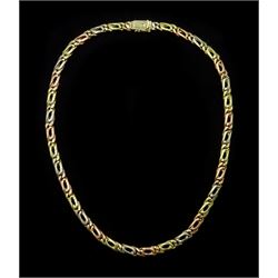 14ct rose, yellow and white gold link necklace, stamped 585, approx 70.16gm