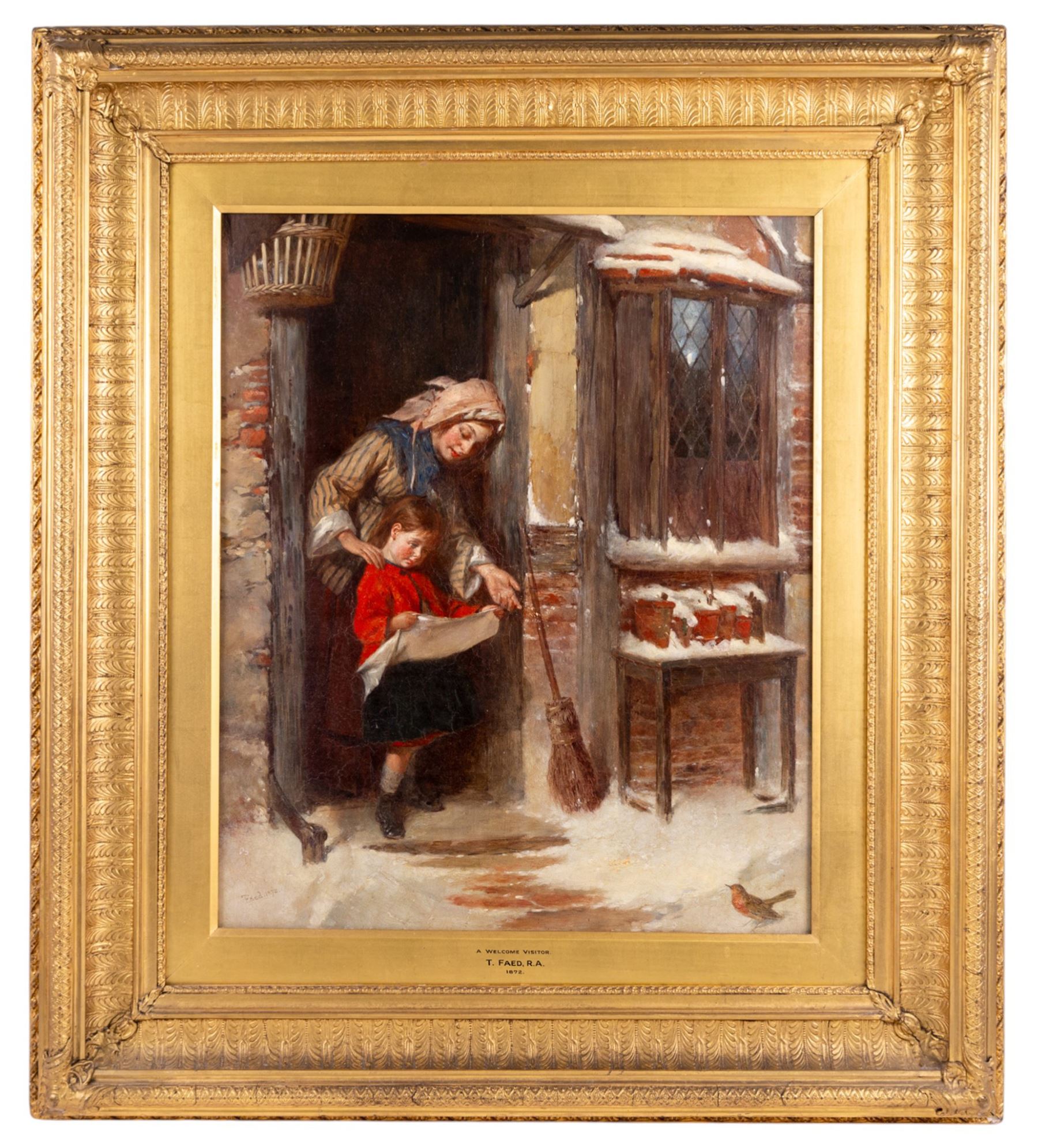 Thomas Faed RA RSA (Scottish 1826-1900): 'A Welcome Visitor', oil on canvas signed and dated 1872, 58cm x 49cm