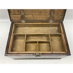 George III oak box of rectangular form, the hinged lid enclosing an interior pine lift out tray, inscribed to the front 'Francis S. Wigram', H23cm, D33cm