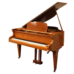  Obermeier Berlin mahogany cased baby grand piano, cast iron overstrung movement on square tapered supports, W152cm, H104cm, L138cm  