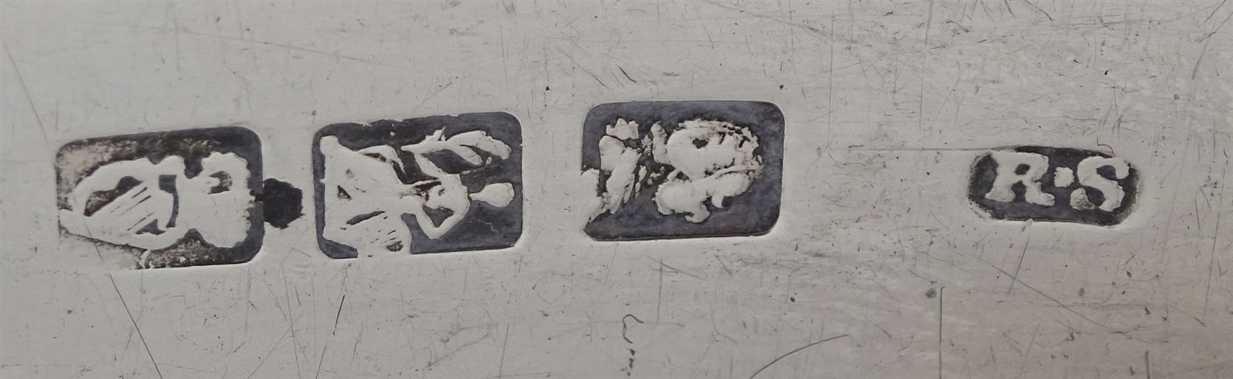 George III Irish silver straining spoon, Fiddle pattern by Richard Sawyer, Dublin (1805-1812), approx 4.8oz 