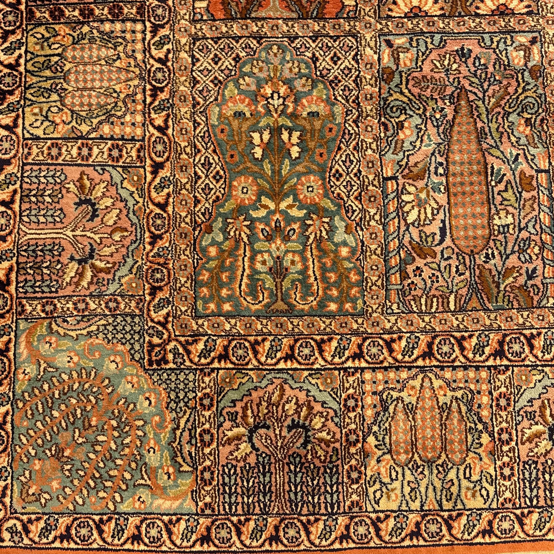 Persian Qom silk garden panel rug or 