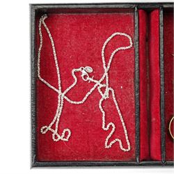 9ct gold jewellery, including fan charm, necklace chain, two pairs of earrings, silver jewellery, including necklace chains, earrings, rings, etc