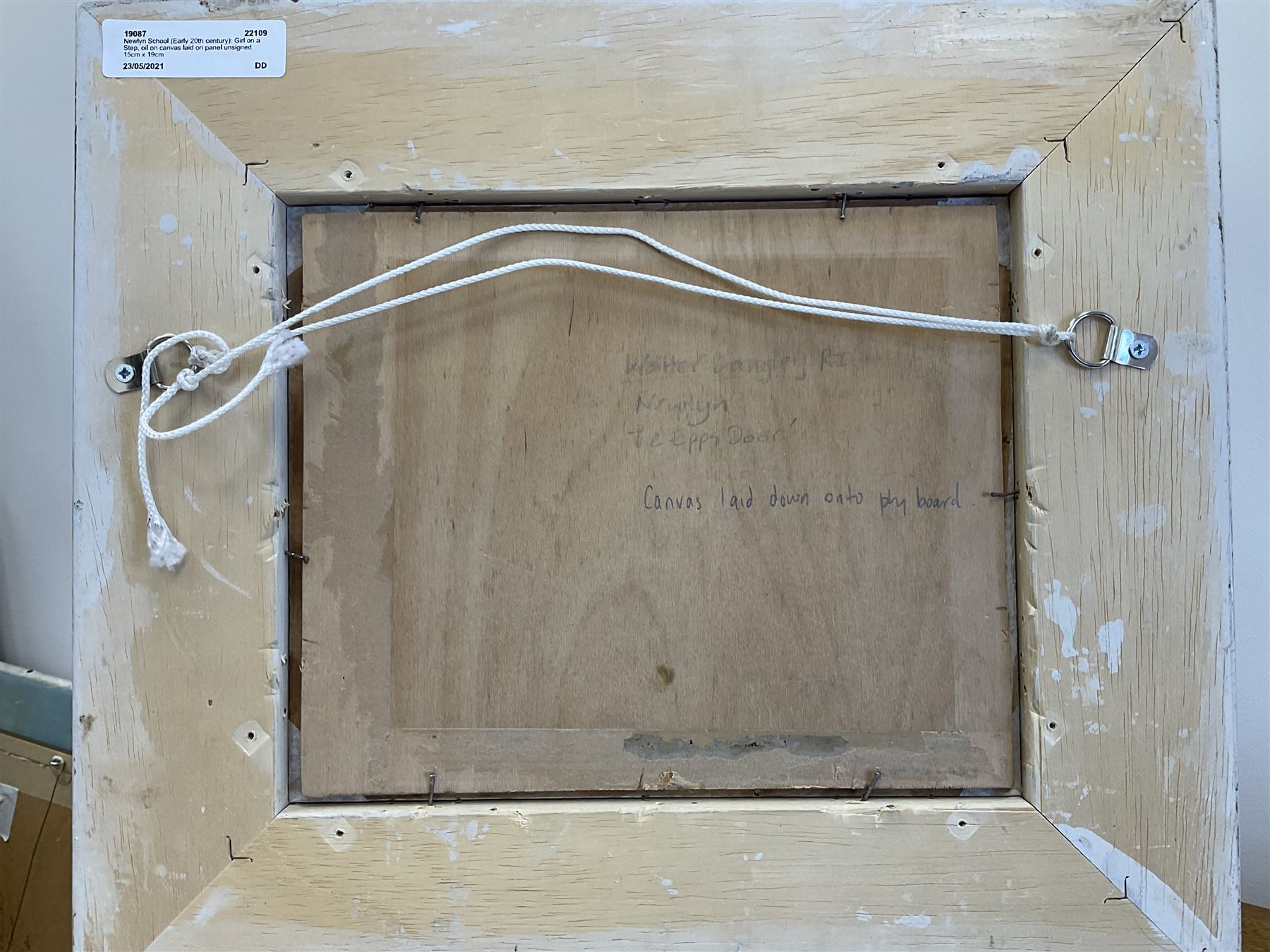 Newlyn School (Early 20th century): Girl on a Step, oil on canvas laid on panel unsigned 15cm x 19cm