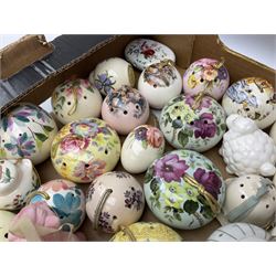 Large collection of ceramic pomanders, to include examples modelled as animals, floral examples etc