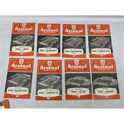 Arsenal F.C. - forty-nine home programmes for 1956/57 (21), 1957/58 (13) & 1958/59 (15) including Division One, F.A. Cup (including replays) and Friendly Matches (49). Auctioneers Note: The February 1st match against Manchester United (result Arsenal 4 Manchester United 5) was the final domestic league match played by the Manchester United first team before the Munich Air Crash - thus it was the last game played in the U.K. by the 'Busby Babes', before the tragic death of several of these players.
