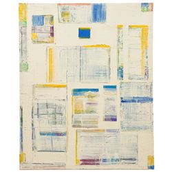 Gillian Ross Kelsey (British 1935-2025): 'Solero', mixed media on canvas unsigned 106cm x 133cm (unframed)