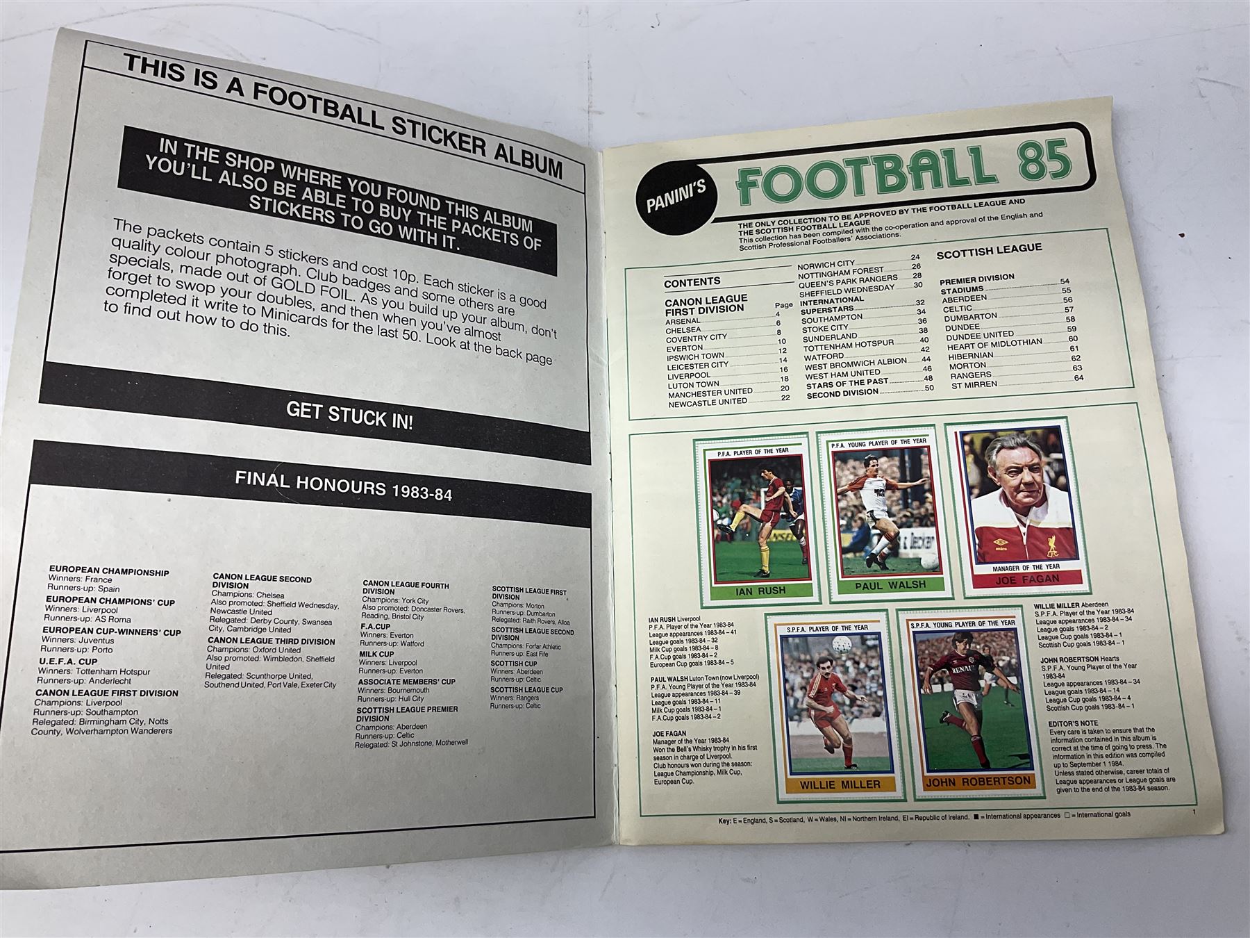 Four 1980s Panini's Football sticker albums for 1981,1983, 1984 & 1985