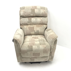 Electric riser reclining armchair upholstered in natural fabric, W86cm