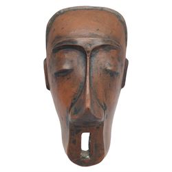 Graham Kingsley Brown (British 1932-2011): Mask of a Man's Face, clay sculpture with bronzed finish c.1986 unsigned H13cm W7cm D4cm; together with the original plaster of Paris mould, signed and dated 24/3/86 to the base H18cm W13cm D8cm (2)
Provenance: consigned by the artist's daughter - never previously been on the market.